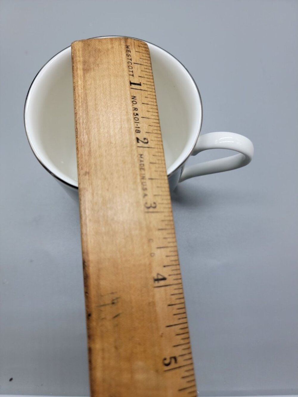 Mikasa Tea Cup Bone China Grandeur Silver CH402 Japan Gold Rim 3" Tall - Picture 4 of 13